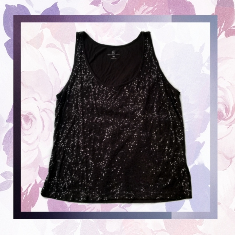 Sparkling black sequin tank top